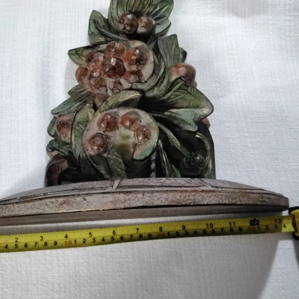 Wall Mounted Display Shelve Stand Hardwood Sculpt Sconces Carved Decor Set of 2